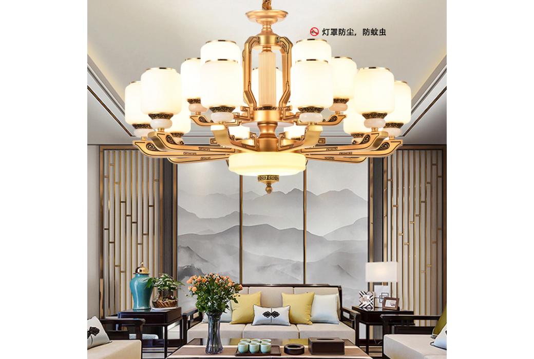 誉豪灯饰  新中式 （锌合金+玻璃）2T-88063吊灯