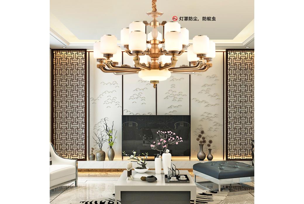 誉豪灯饰  新中式 （锌合金+玻璃）2T-88064吊灯