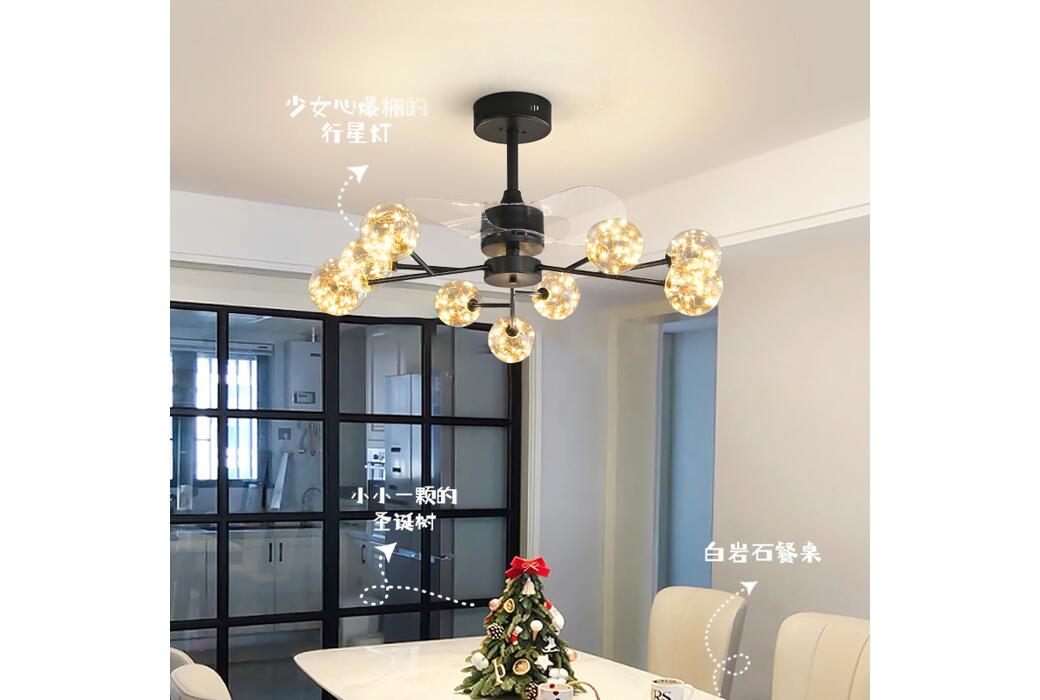 小铜乡 轻奢(全铜+玻璃)风扇灯 S-N-XT5023