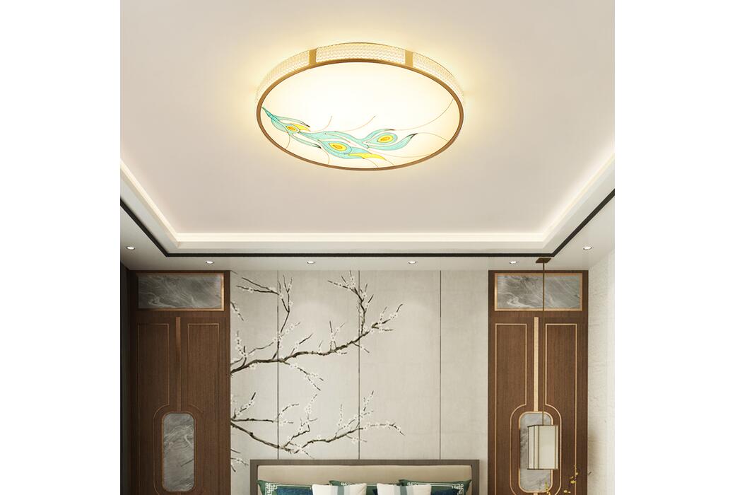凤富 新中式吸顶灯(铜材+珐琅彩亚克力) QF-9877